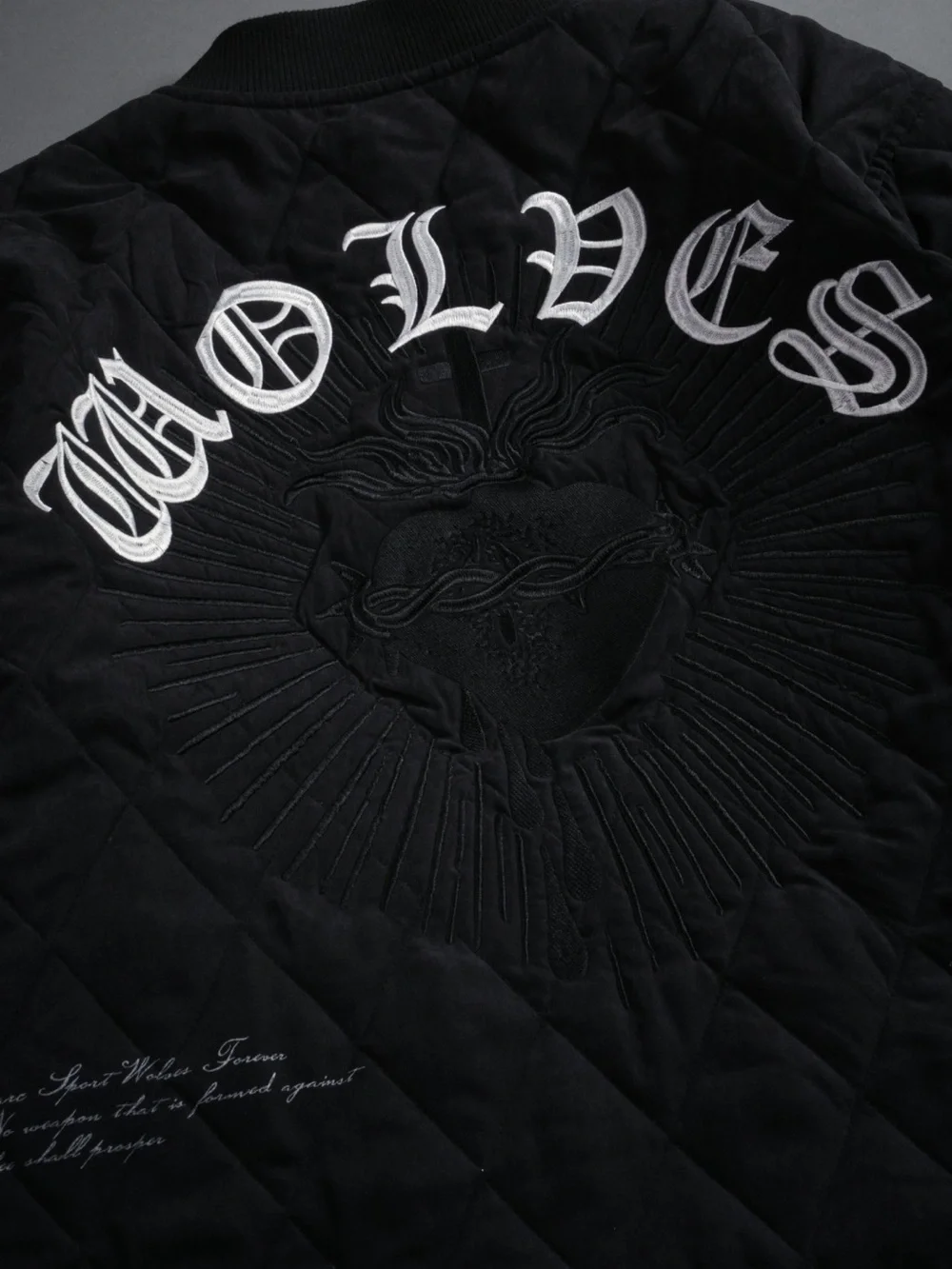 Darc Sport Black Quilted Bomber Jacket with Embroidered Script